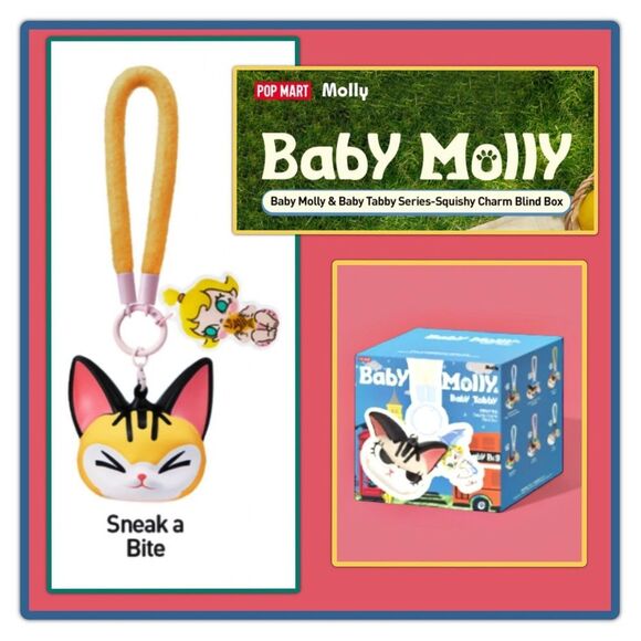 Pop Mart Baby Molly & Baby Tabby Series - Squishy Charm Blind Box - Sneak a Bite - Picture 1 of 16